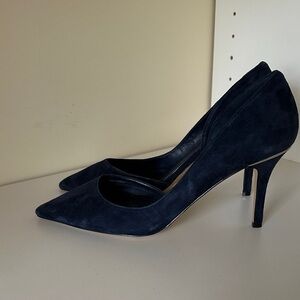 White House Black Market Deep Navy Suede Pointed-Toe Pumps